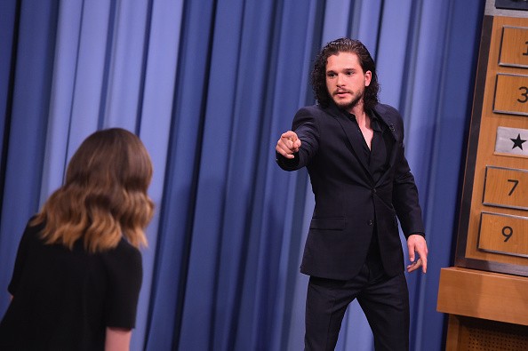 Kit Harington plays a game of 'Charades' during a taping of 'The Tonight Show Starring Jimmy Fallon' at Rockefeller Center on May 13, 2016 in New York City. 