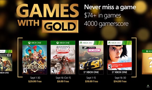 The Xbox Games with Gold, free for Xbox Live Gold members this September 2016 