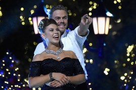 DWTS Season 21: Bindi Irwin and Derek Hough on stage at ABC's 'Dancing With The Stars' Live Finale at The Grove on November 24, 2015 in Los Angeles, California. 