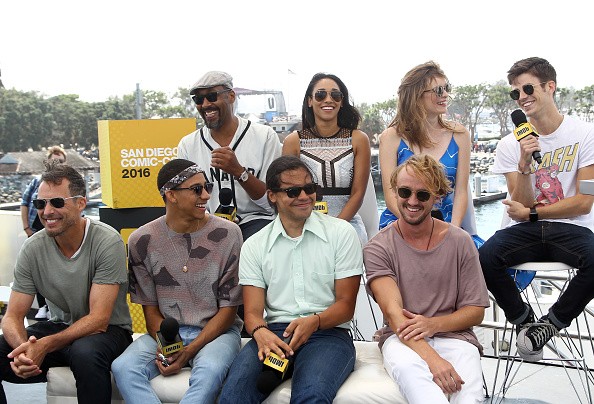 Jesse L. Martin, Candice Patton,Danielle Panabaker, Grant Gustin, Tom Cavanagh, Keiynan Lonsdale, Carlos Valdes and Tom Felton of The Flash attend the IMDb Yacht at San Diego Comic-Con 2016: Day Three at The IMDb Yacht on July 23, 2016 in San Diego, Calif